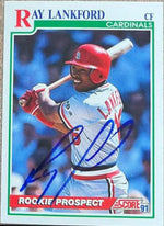 Ray Lankford Signed 1991 Score Baseball Card - St Louis Cardinals
