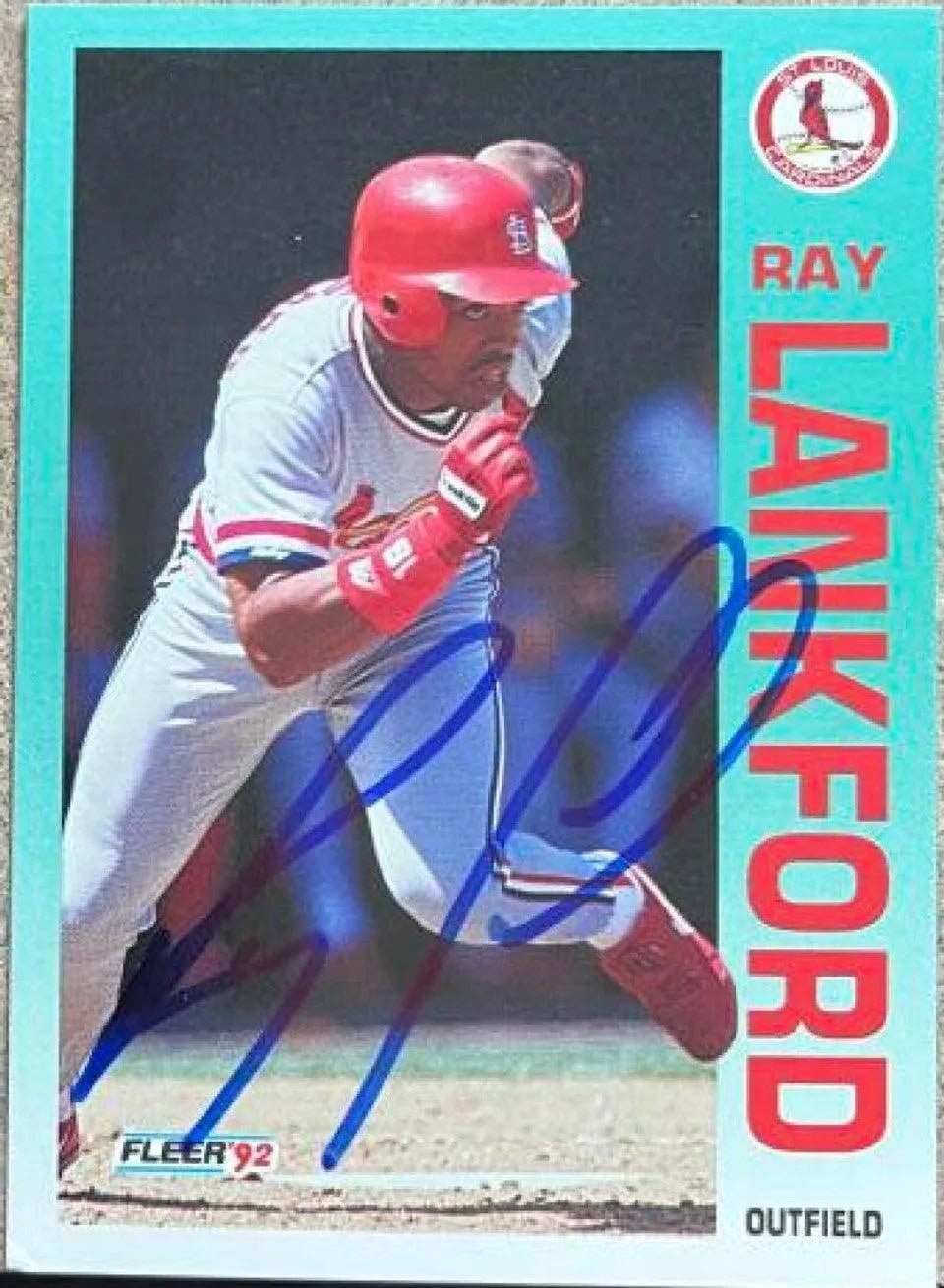 Ray Lankford Signed 1992 Fleer Baseball Card - St Louis Cardinals