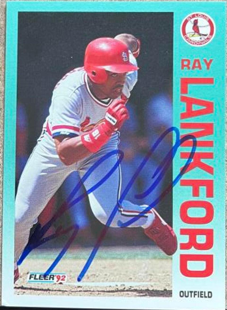 Ray Lankford Signed 1992 Fleer Baseball Card - St Louis Cardinals - PastPros