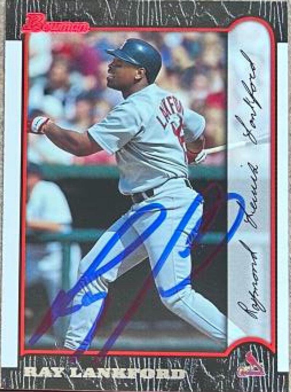 Ray Lankford Signed 1999 Bowman Baseball Card - St Louis Cardinals - PastPros