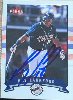Ray Lankford Signed 2002 Fleer Baseball Card - San Diego Padres - PastPros
