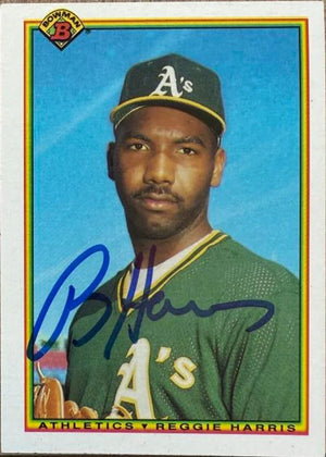 Reggie Harris Signed 1990 Bowman Baseball Card - Oakland A's