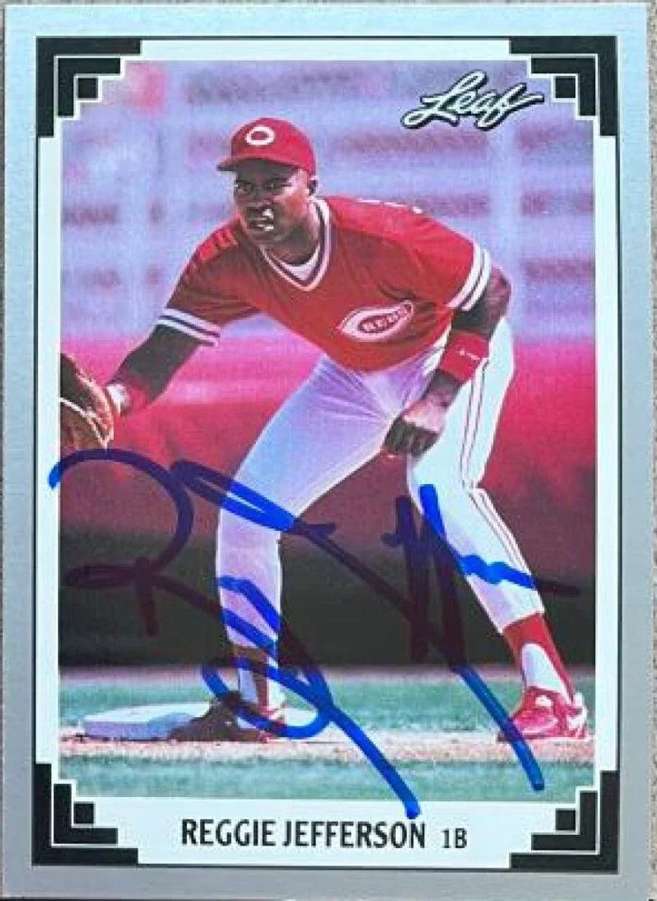 Reggie Jefferson Signed 1991 Leaf Baseball Card - Cincinnati Reds