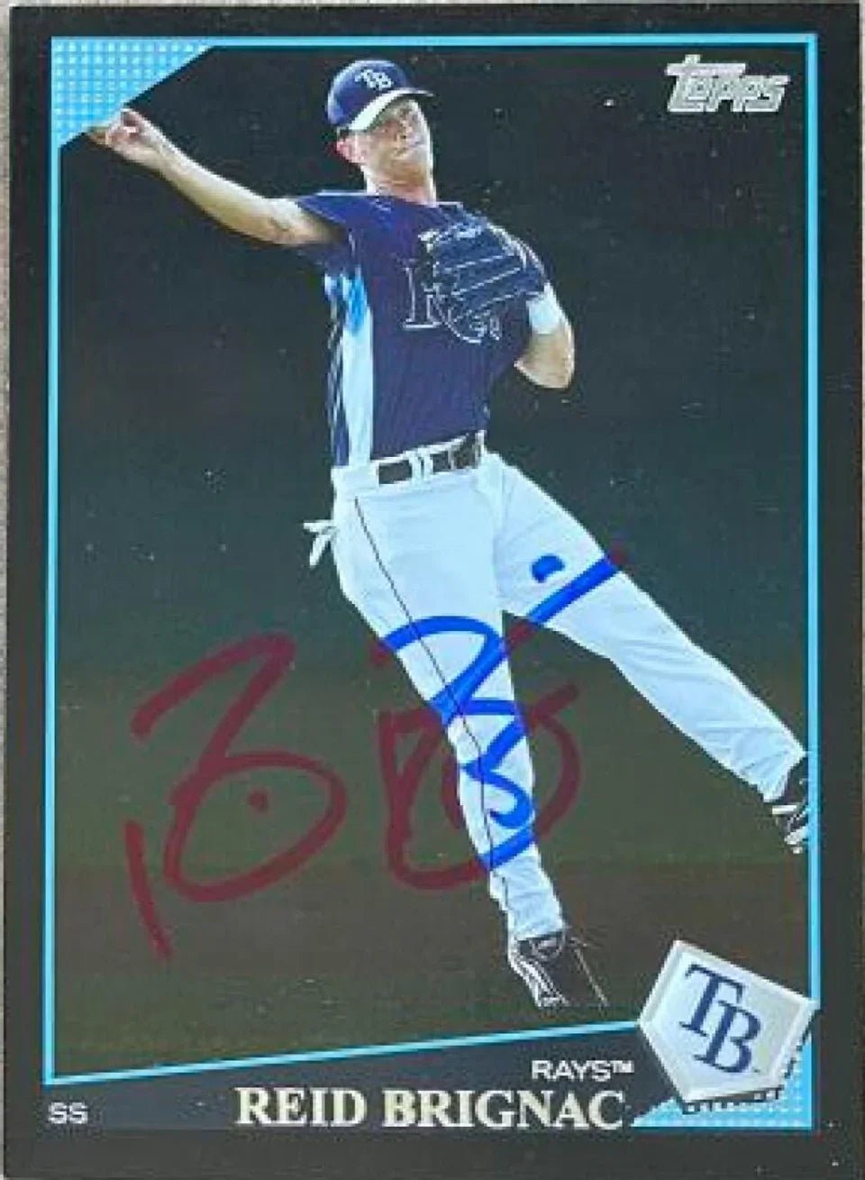 Reid Brignac Signed 2009 Topps Black Baseball Card - Tampa Bay Rays