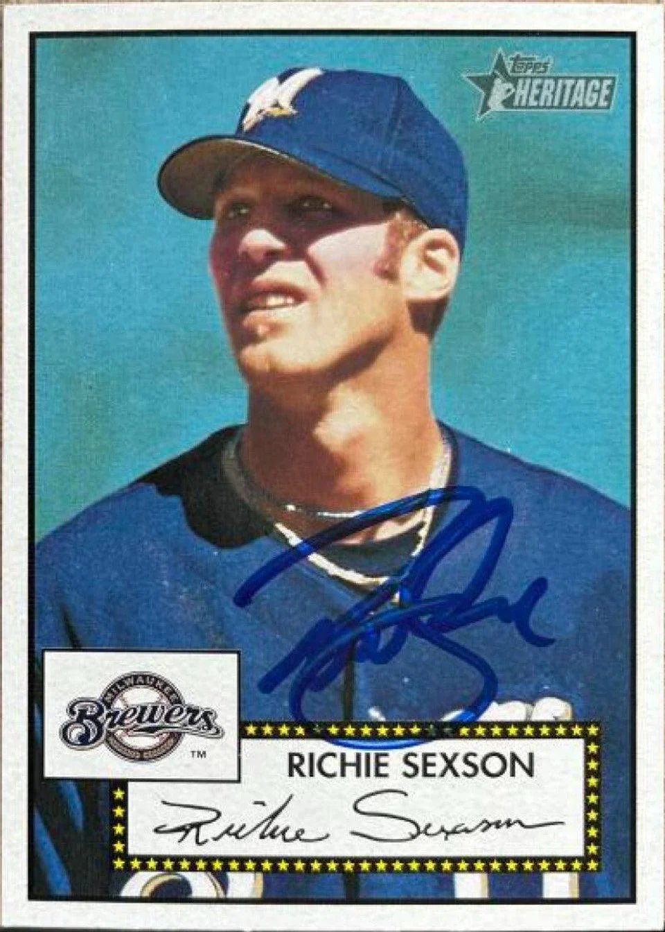 Richie Sexson Signed 2001 Topps Heritage Baseball Card - Milwaukee Brewers
