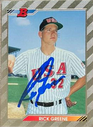 Rick Greene Signed 1992 Bowman Foil Baseball Card - Team USA - PastPros