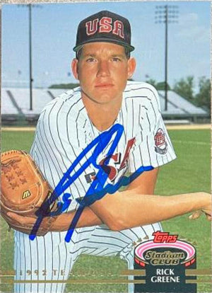 Rick Greene Signed 1992 Stadium Club Baseball Card - Team USA - PastPros