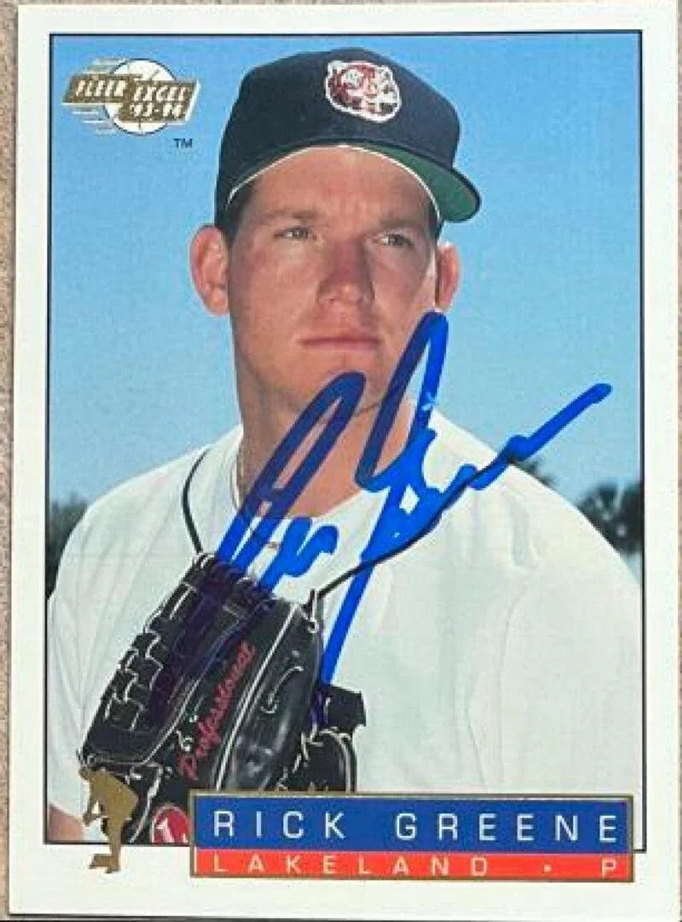 Rick Greene Signed 1993-94 Fleer Excel Baseball Card - Lakeland Tigers