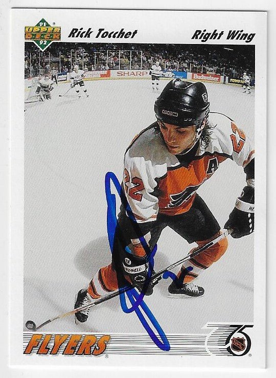 Rick Tocchet Signed 1991-92 Upper Deck Hockey Card - Philadelphia Flyers