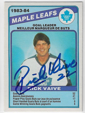 Rick Vaive Signed 1984 - 85 O - Pee - Chee Hockey Card - Toronto Maple Leafs (TL) - PastPros