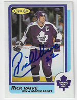 Rick Vaive Signed 1986 - 87 O - Pee - Chee Hockey Card - Toronto Maple Leafs - PastPros