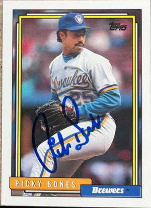 Ricky Bones Signed 1992 Topps Traded Baseball Card - Milwaukee Brewers - PastPros