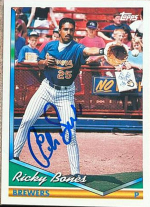 Ricky Bones Signed 1994 Topps Baseball Card - Milwaukee Brewers - PastPros