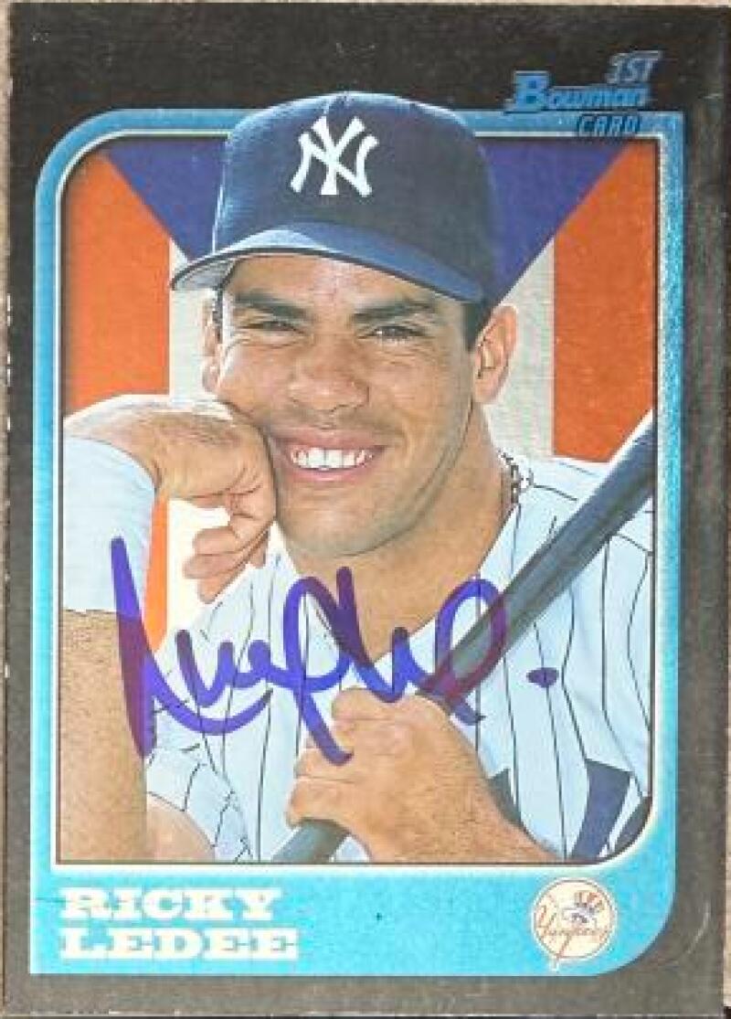 Ricky Ledee Signed 1997 Bowman International Baseball Card - New York Yankees #75