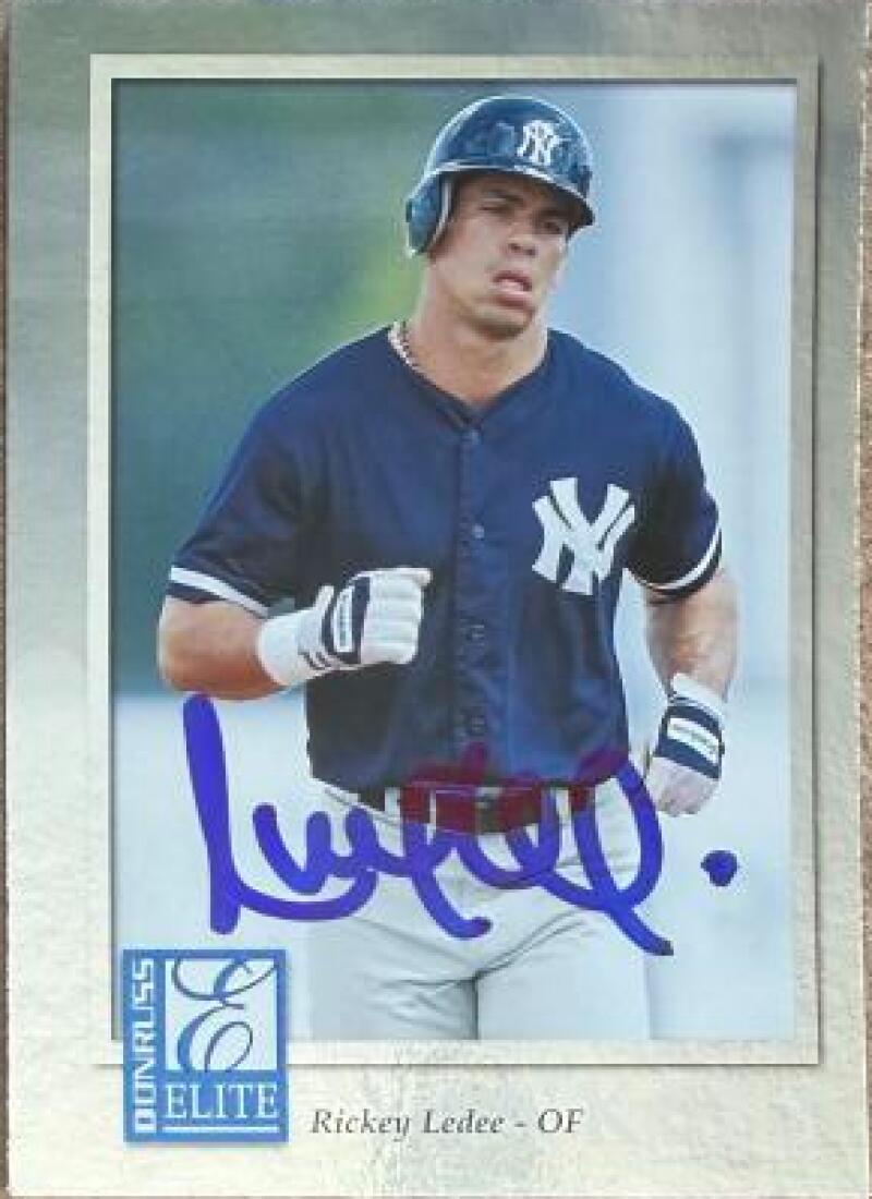 Ricky Ledee Signed 1998 Donruss Elite Baseball Card - New York Yankees #113