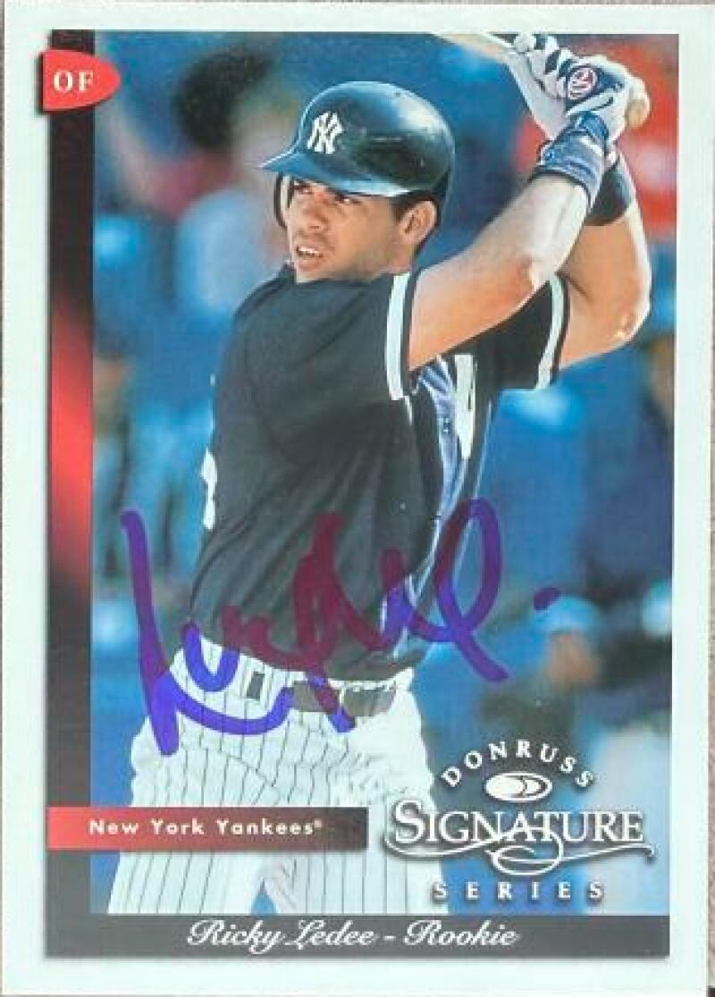 Ricky Ledee Signed 1998 Donruss Signature Baseball Card - New York Yankees #95 ROO