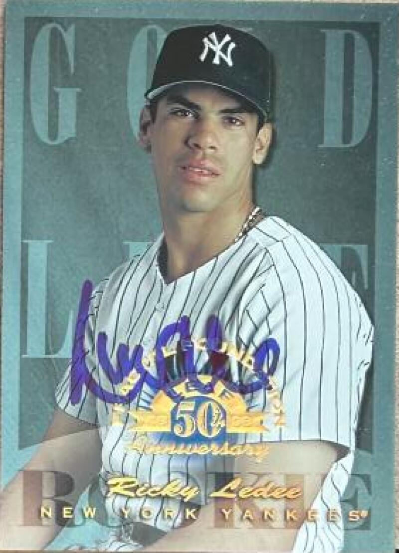 Ricky Ledee Signed 1998 Leaf Fractal Foundation Baseball Card - New York Yankees #190 GLR, SN3999