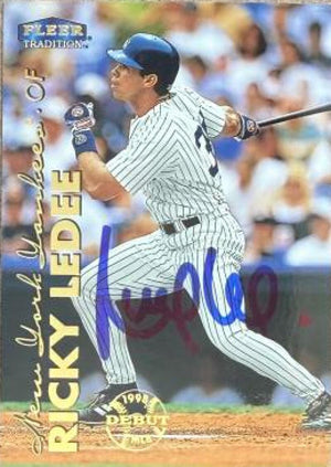Ricky Ledee Signed 1999 Fleer Tradition Baseball Card - New York Yankees #225