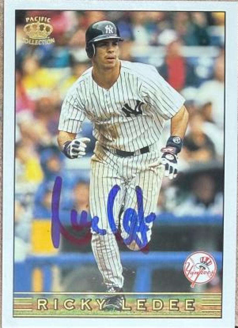 Ricky Ledee Signed 1999 Pacific Crown Collection Baseball Card - New York Yankees #191