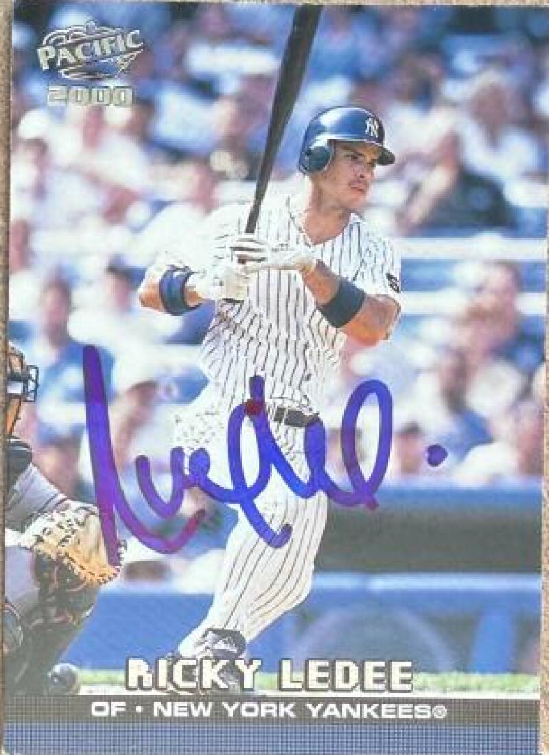 Ricky Ledee Signed 2000 Pacific Baseball Card - New York Yankees #296