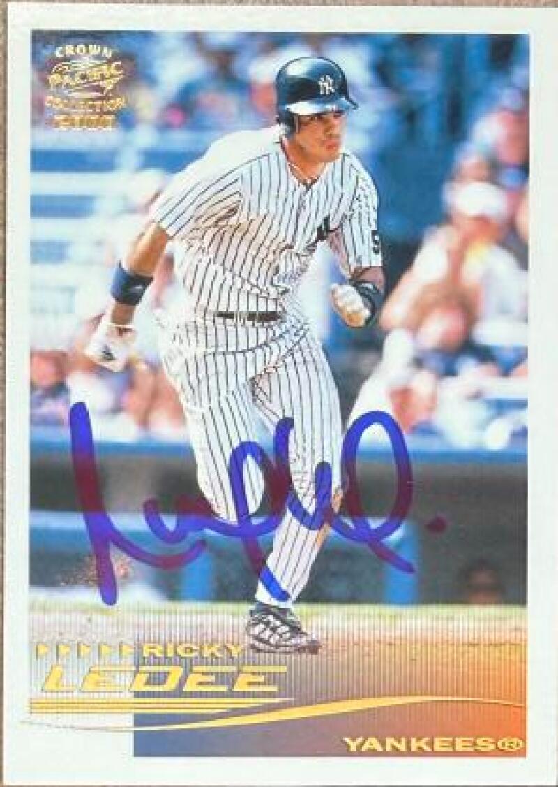 Ricky Ledee Signed 2000 Pacific Crown Collection Baseball Card - New York Yankees #190