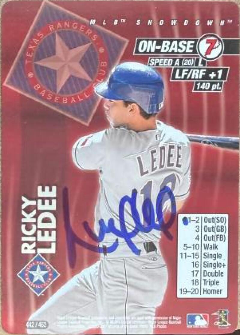 Ricky Ledee Signed 2001 MLB Showdown Unlimited Baseball Card - Texas Rangers #442