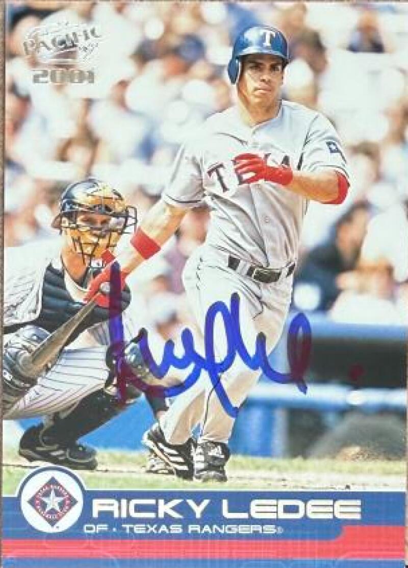 Ricky Ledee Signed 2001 Pacific Baseball Card - Texas Rangers #429