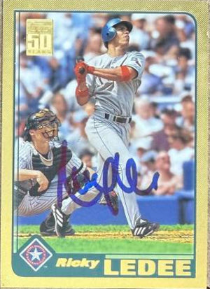 Ricky Ledee Signed 2001 Topps Gold Baseball Card - Texas Rangers #654 SN2001