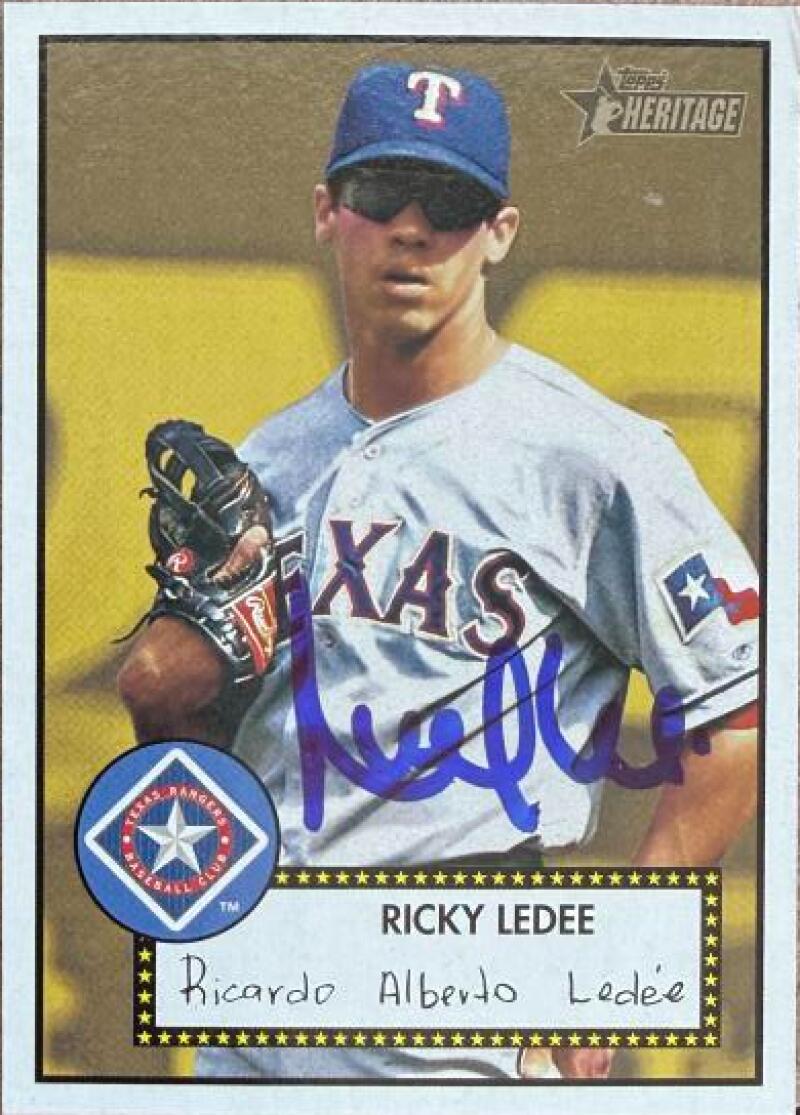 Ricky Ledee Signed 2001 Topps Heritage Baseball Card - Texas Rangers #317 SP