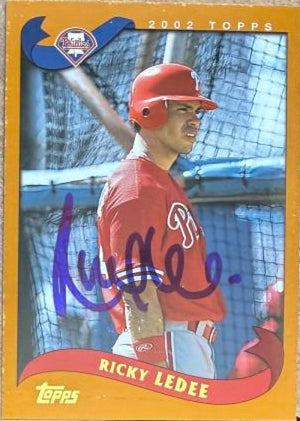 Ricky Ledee Signed 2002 Topps Baseball Card - Philadelphia Phillies #594