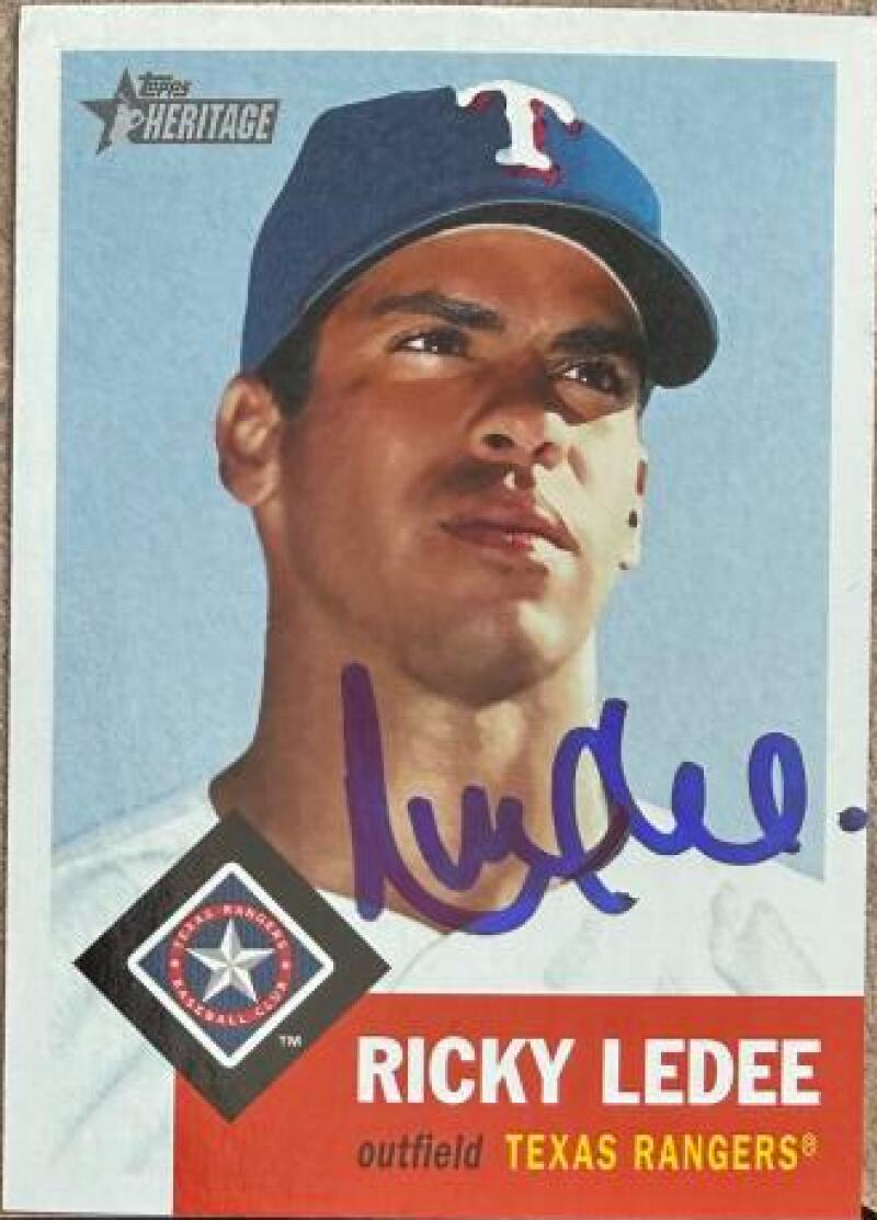 Ricky Ledee Signed 2002 Topps Heritage Baseball Card - Texas Rangers #94