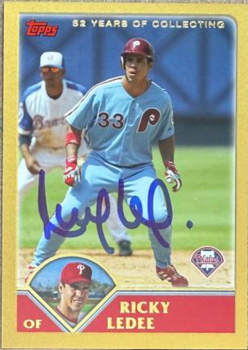 Ricky Ledee Signed 2003 Topps Gold Baseball Card - Philadelphia Phillies #428 SN2003