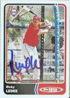 Ricky Ledee Signed 2003 Topps Total Baseball Card - Philadelphia Phillies #657