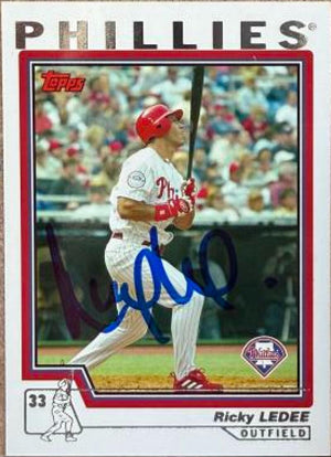 Ricky Ledee Signed 2004 Topps Baseball Card - Philadelphia Phillies #493