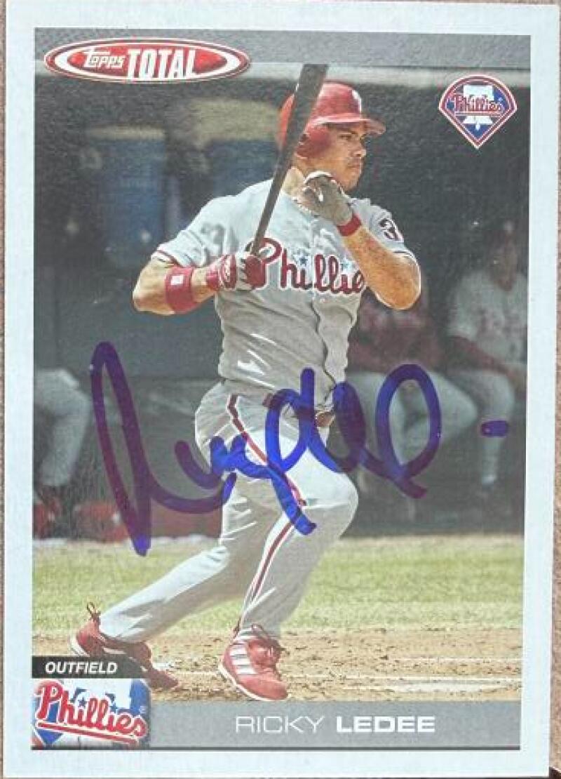 Ricky Ledee Signed 2004 Topps Total Baseball Card - Philadelphia Phillies #466