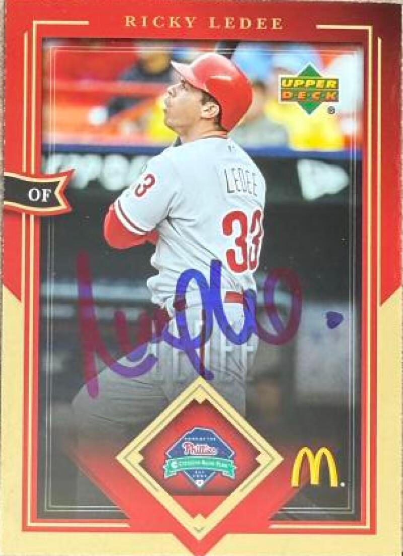 Ricky Ledee Signed 2004 Upper Deck McDonald's Baseball Card - Philadelphia Phillies #23