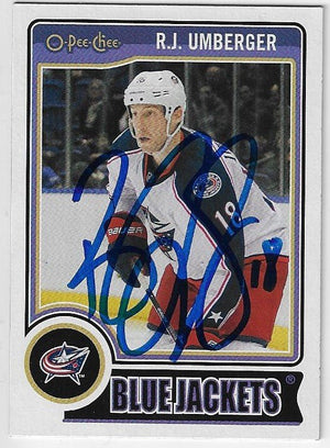 RJ Umberger Signed 2014-15 O-Pee-Chee Hockey Card - Columbus Blue Jackets