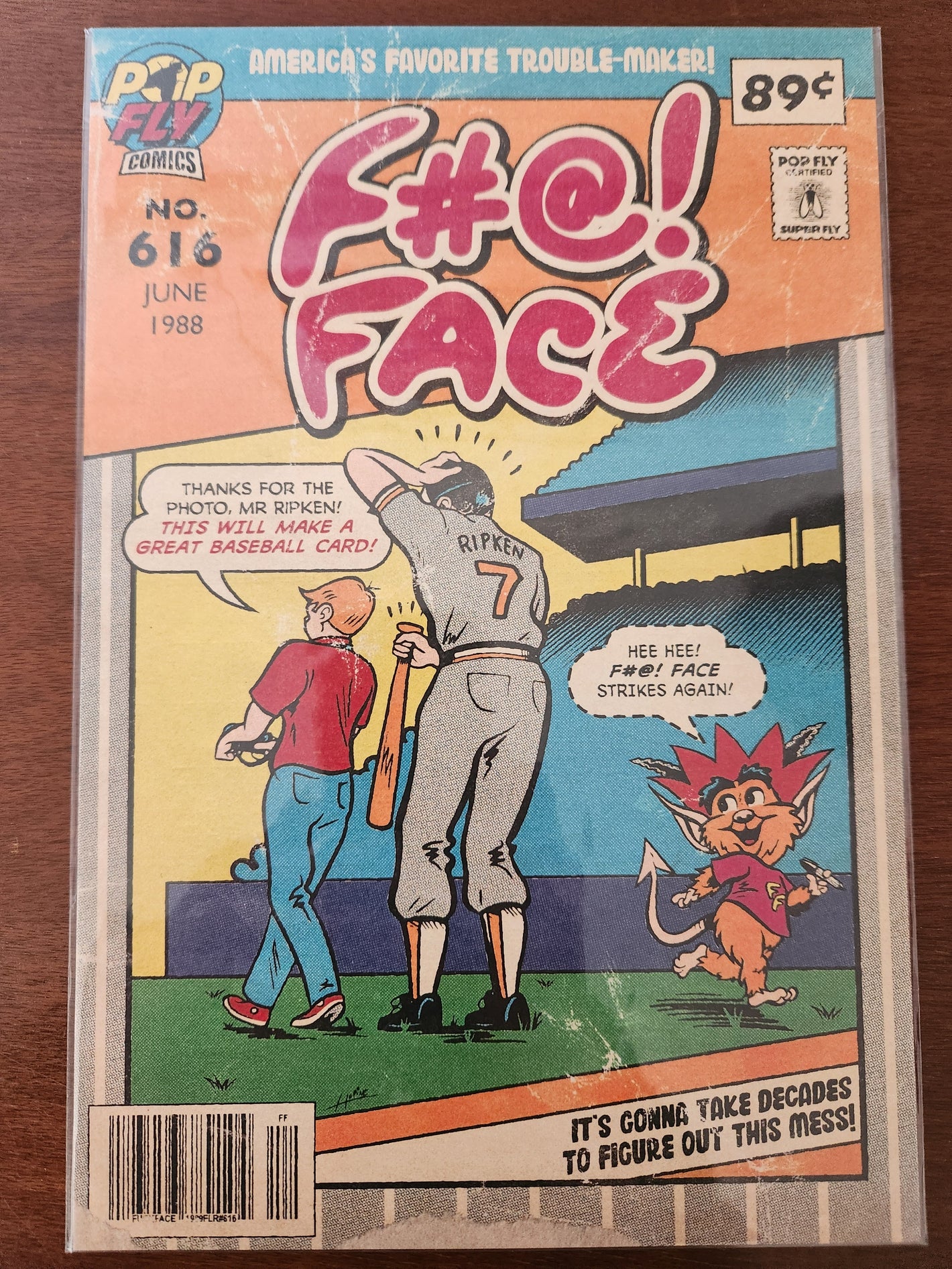 「F#@! Face」1989 フライア ビリー リプケン エラー ポップ フライ ポップ ショップ プリント #33 – ダニエル ジェイコブ ホラインの署名