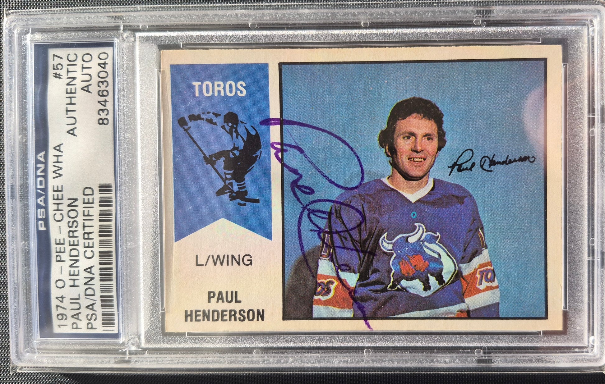 Paul Henderson Signed 1974-75 O-Pee-Chee WHA Hockey Card - Toronto Toros - PSA/DNA