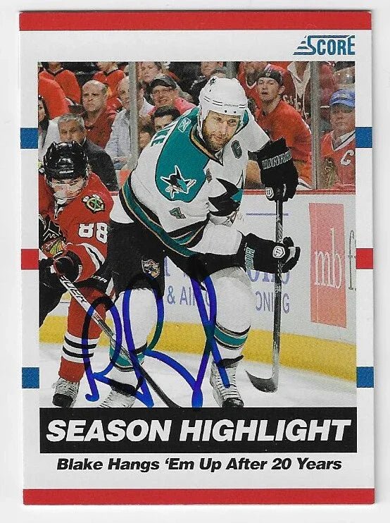 Rob Blake Signed 2010 - 11 Score Glossy Hockey Card - San Jose Sharks - PastPros