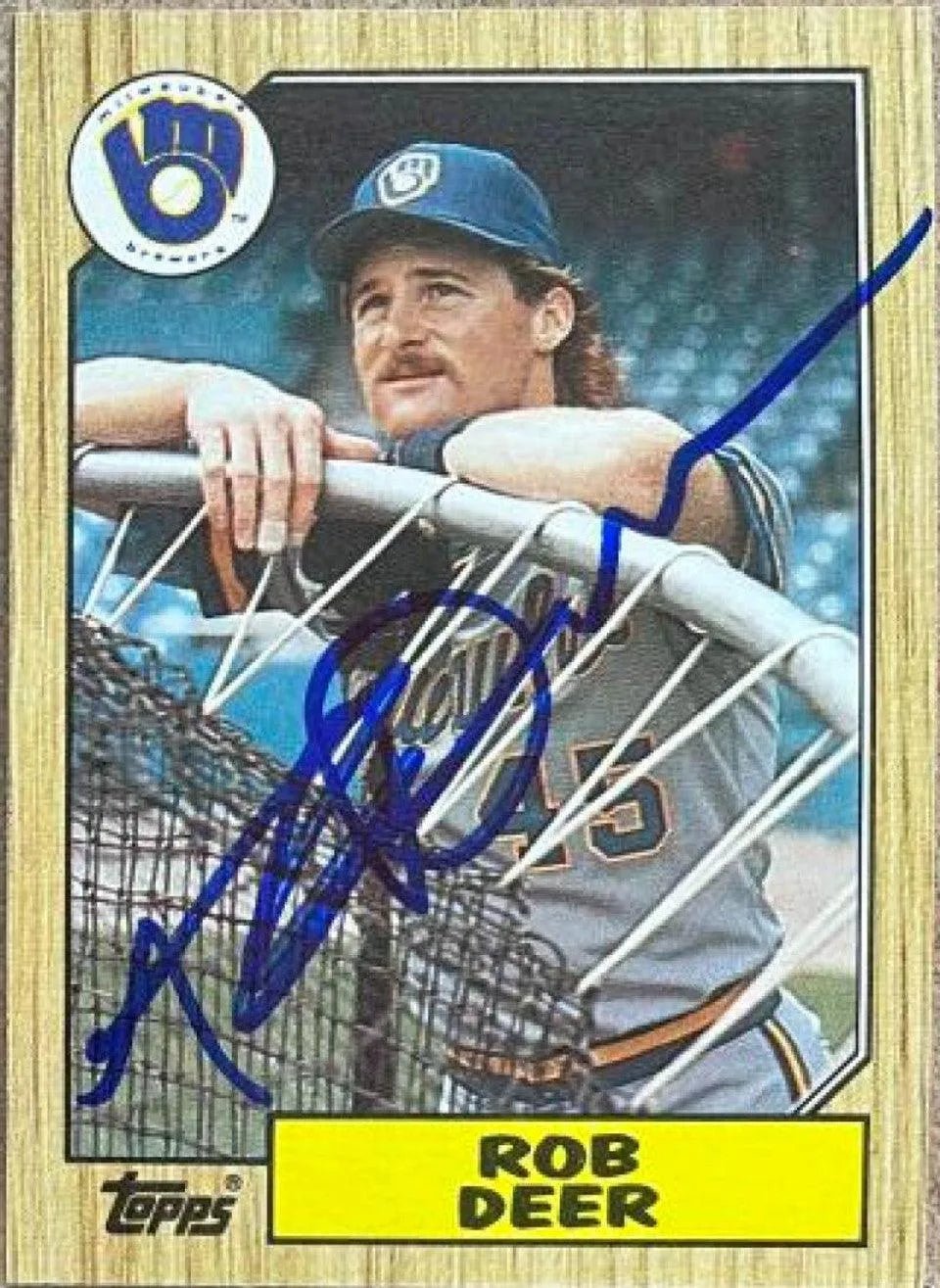 Rob Deer Signed 1987 Topps Baseball Card - Milwaukee Brewers