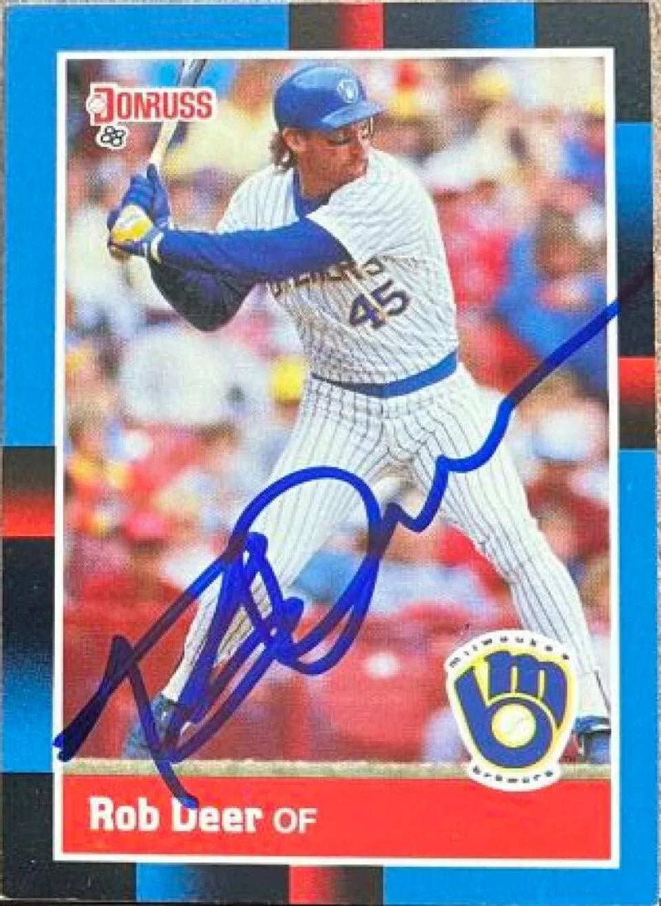Rob Deer Signed 1988 Donruss Baseball Card - Milwaukee Brewers