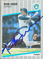 Rob Deer Signed 1989 Fleer Baseball Card - Milwaukee Brewers