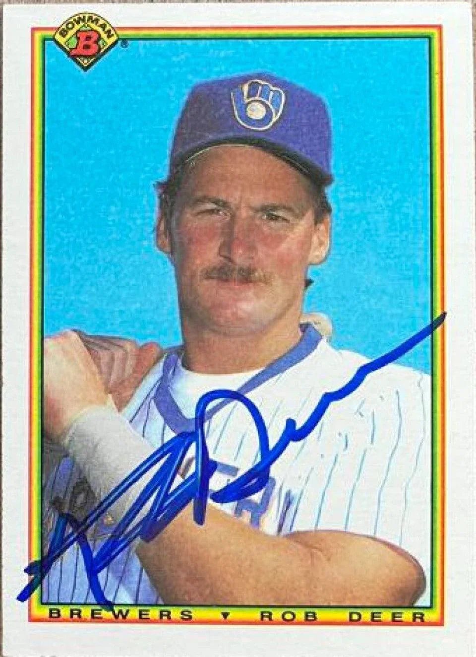 Rob Deer Signed 1990 Bowman Baseball Card - Milwaukee Brewers