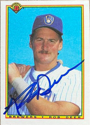Rob Deer Signed 1990 Bowman Baseball Card - Milwaukee Brewers - PastPros