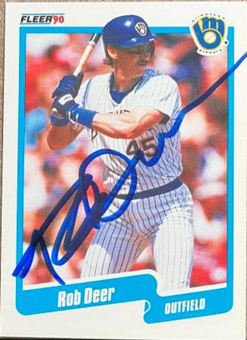 Rob Deer Signed 1990 Fleer Baseball Card - Milwaukee Brewers