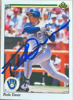 Rob Deer Signed 1990 Upper Deck Baseball Card - Milwaukee Brewers