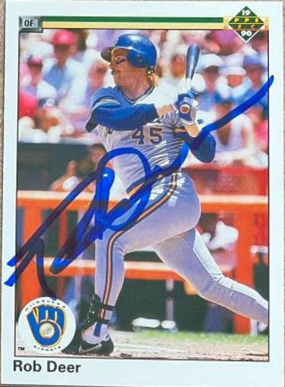 Rob Deer Signed 1990 Upper Deck Baseball Card - Milwaukee Brewers