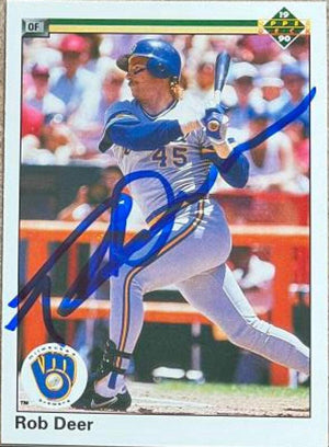 Rob Deer Signed 1990 Upper Deck Baseball Card - Milwaukee Brewers - PastPros