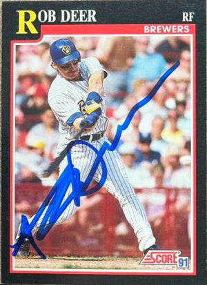 Rob Deer Signed 1991 Score Baseball Card - Milwaukee Brewers - PastPros